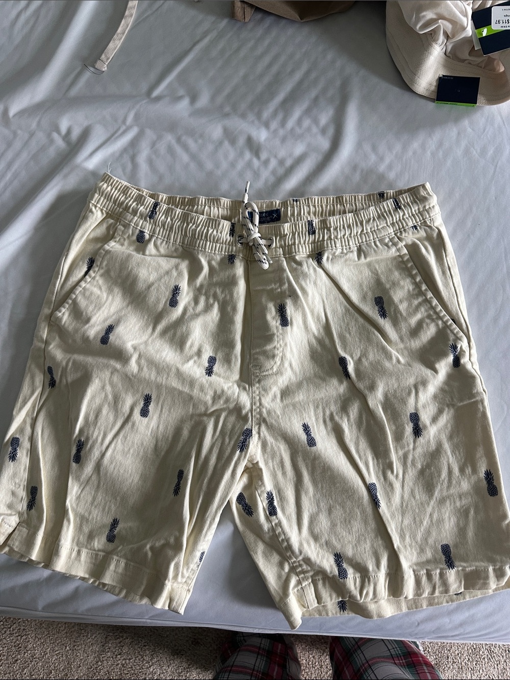Men's Cream Pineapple Print Swim Shorts